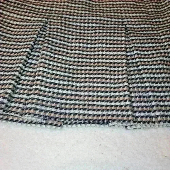 Talbots Skirt Womens 12 P Brown Black Houndstooth Wool Pleated School Girl Lined - Picture 7 of 15
